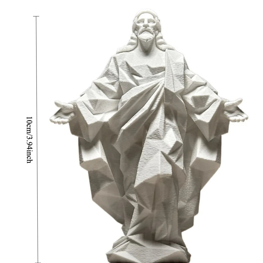 statue jésus christ blanc géométrique moderne ornement religieux artistique table