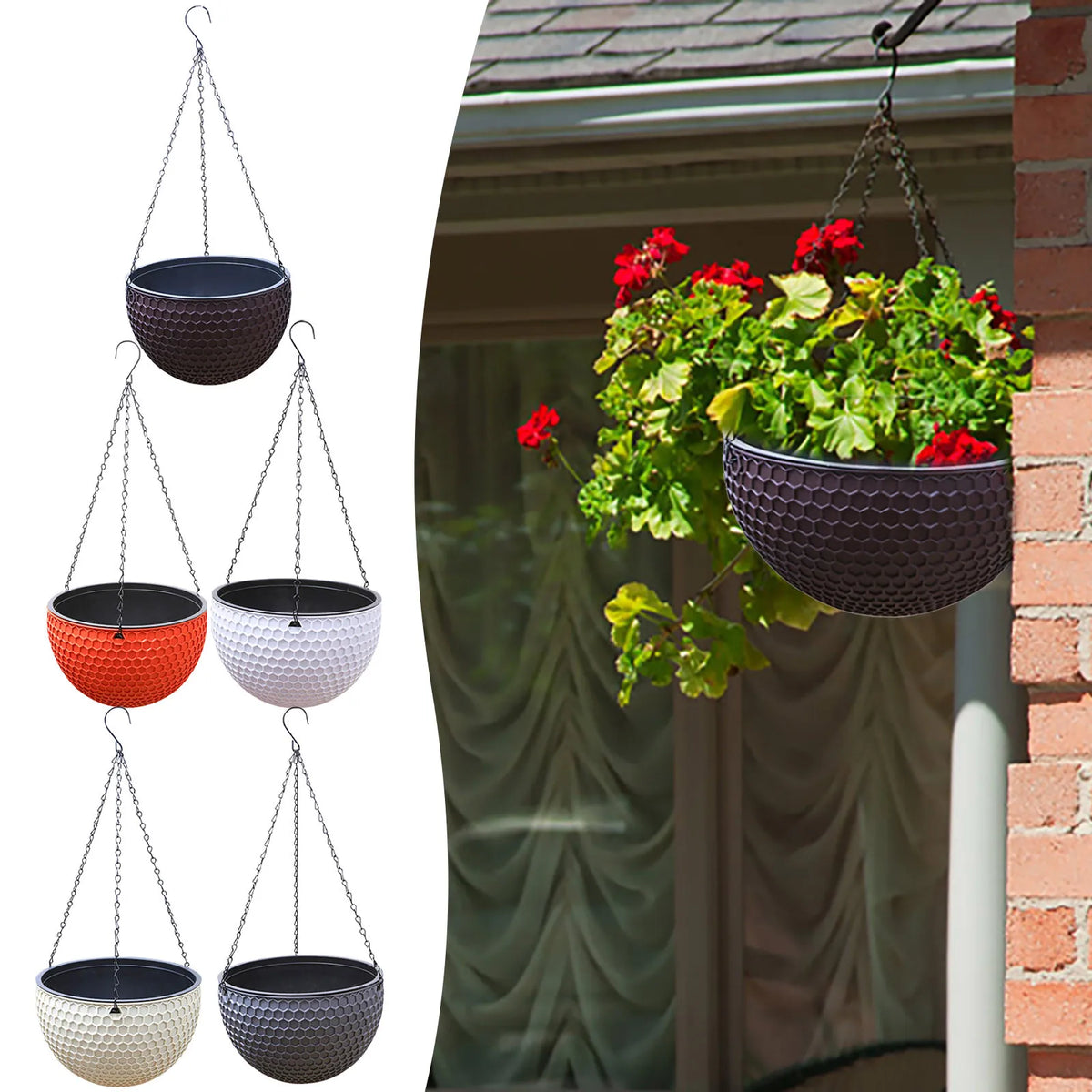 Pot suspendu moderne texture nid d'abeille blanc orange noir