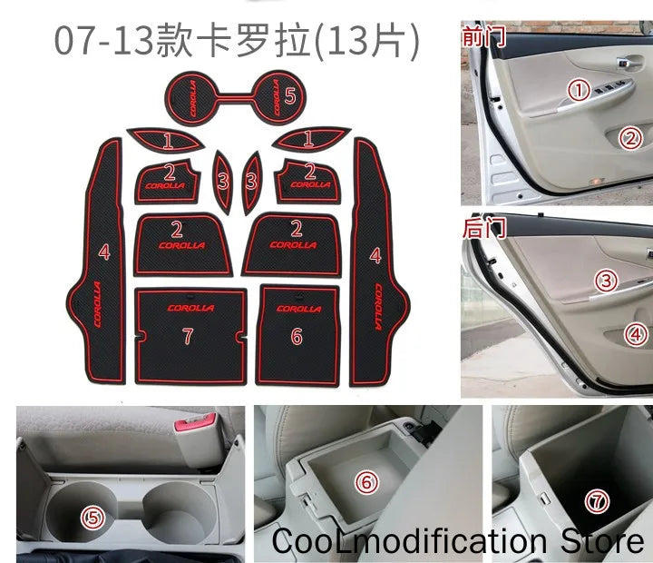 décorations lumineuses circulaires protecteurs poignées voiture adhésifs motifs corolla couleurs noires rouges gris blancs