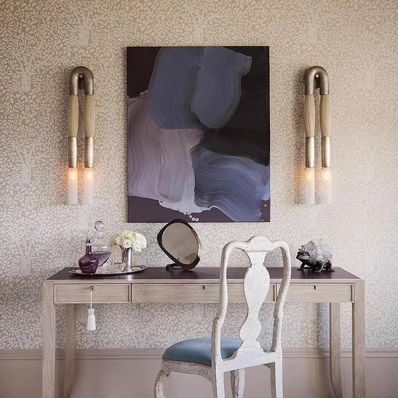 lampe suspension moderne verre bois structure métal noir salon chambre