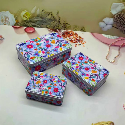 boîtes métalliques vintage fleur multicolore réutilisable rangement bijoux respectueux environnement