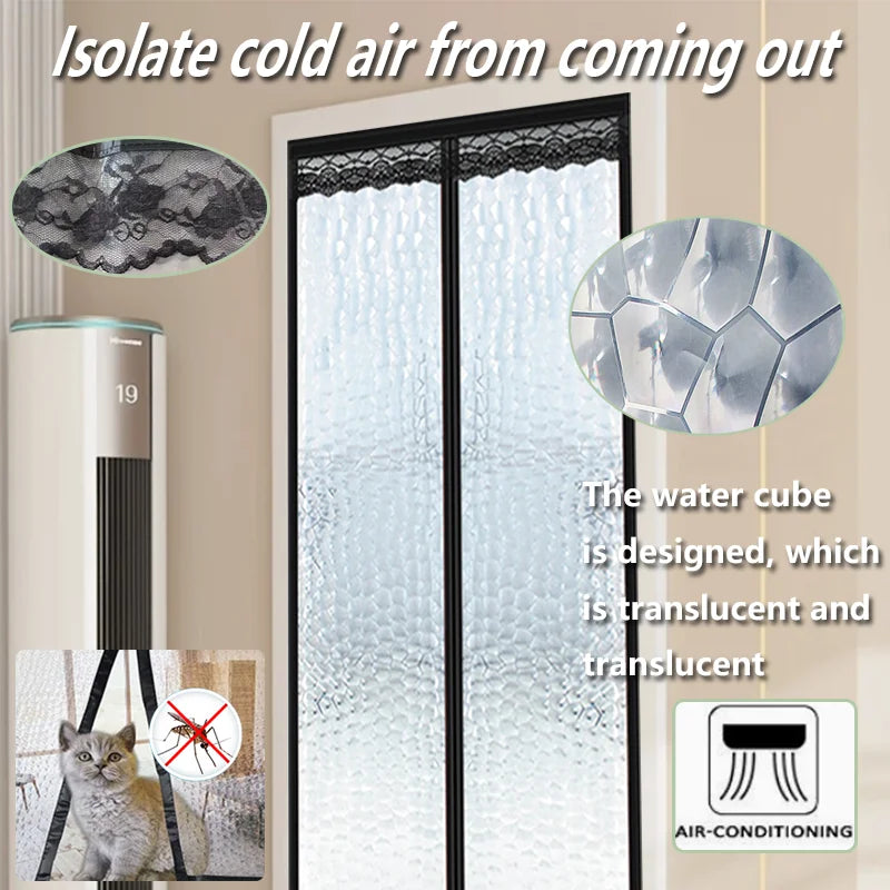 rideau porte blanc translucide texture gouttes d'eau moderne isolation thermique anti fumée hiver