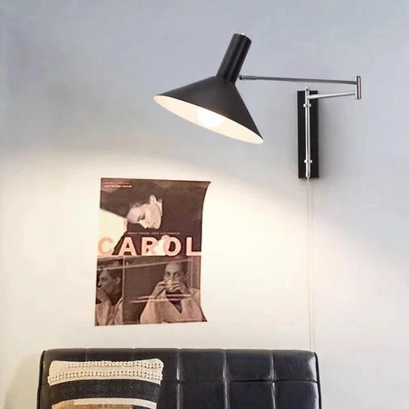 appliques murales modernes led noir blanc rouge fixées mur articulées éclairage cuisine chambre