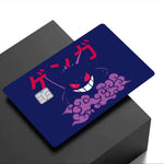 autocollants carte crédit dessin animé gengars monstres noirs violets yeux rouges nuages lunes motifs