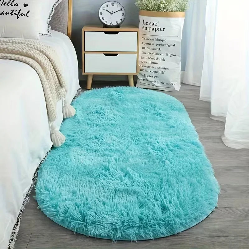 tapis moderne rose clair gris bleu turquoise peluche doux salon chambre maison