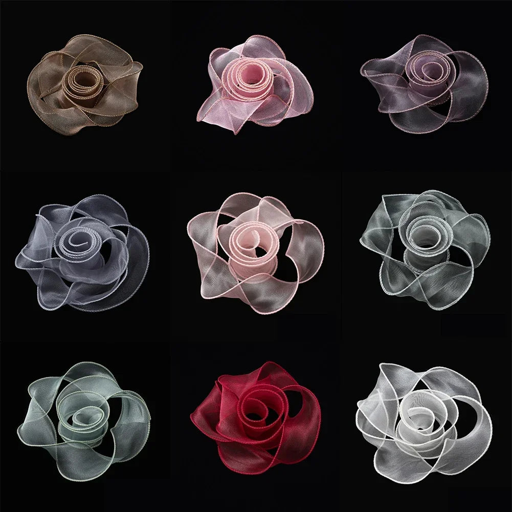 rubans dentelés organza polyester coloris unis 10m élégants mariage décoration bricolage bouquet