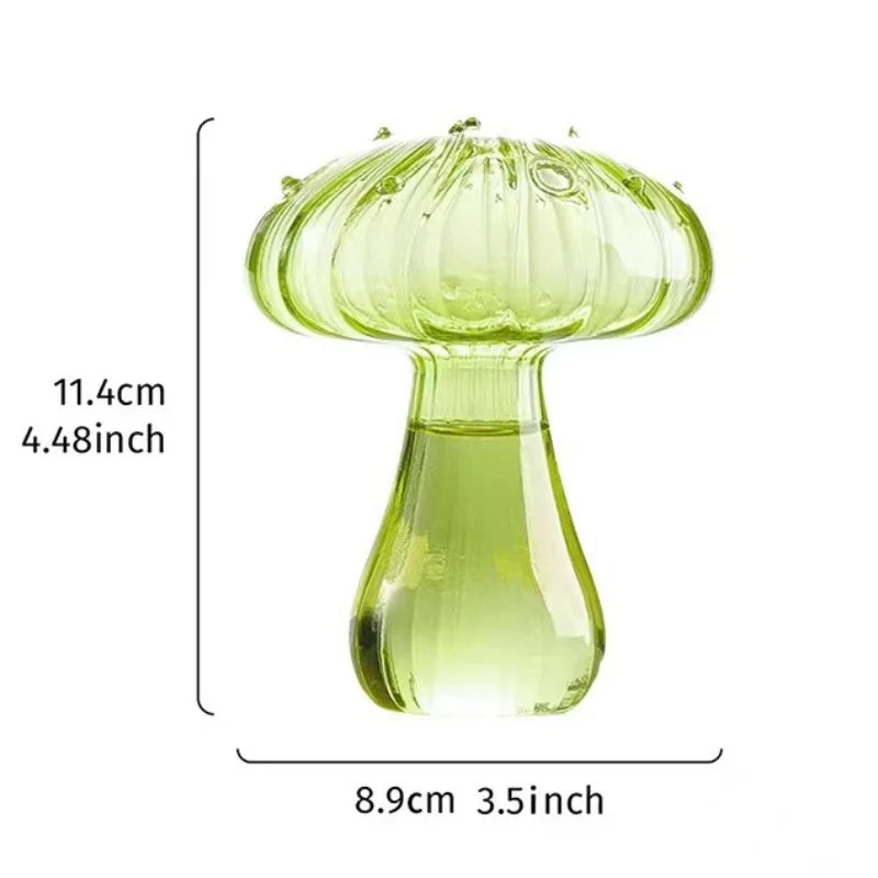 vases champignons verre transparent moderne couleur vert rouge orange bleu rose jaune