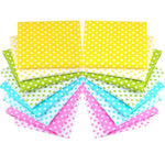 tissu sergé 100% coton largeur 160cm imprimé pois moderne jaune vert bleu rose violet