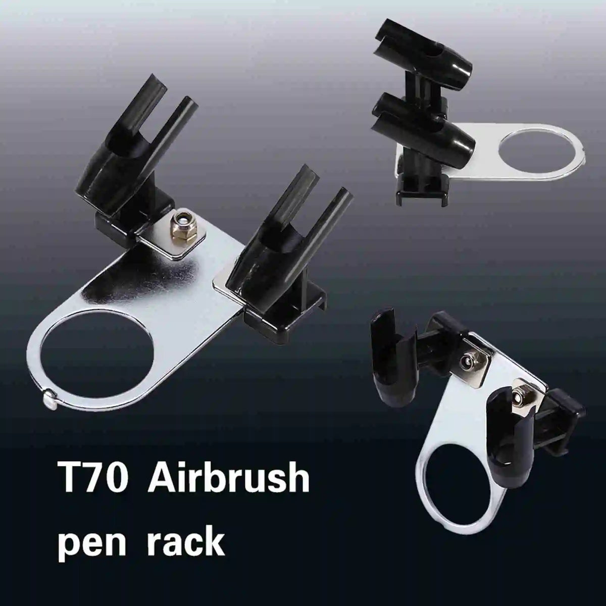 support airbrush stylos noir métal argenté plastique utilitaire fixations vis deux positions