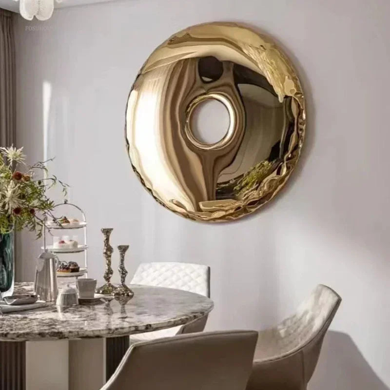 miroirs argentés dorés modernes décoration murale rond brillant grande taille chambre salon