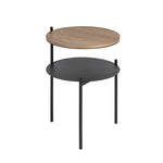 table d'appoint double niveau bois minimaliste moderne table basse pieds métalliques maison noir walnut