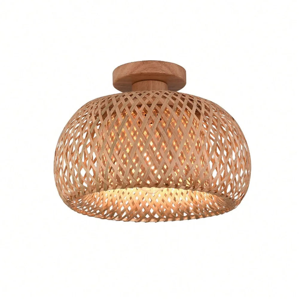 lampe suspendue tissage bambou naturelle moderne rustique 30cm 38cm lumière chaude blanc