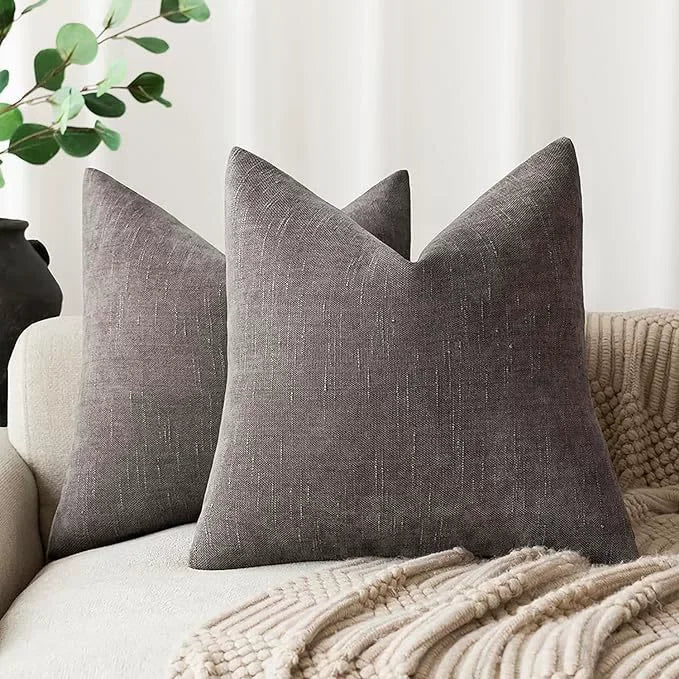 lot housses coussin carrées texture lin moderne garnissage intérieur blanc
