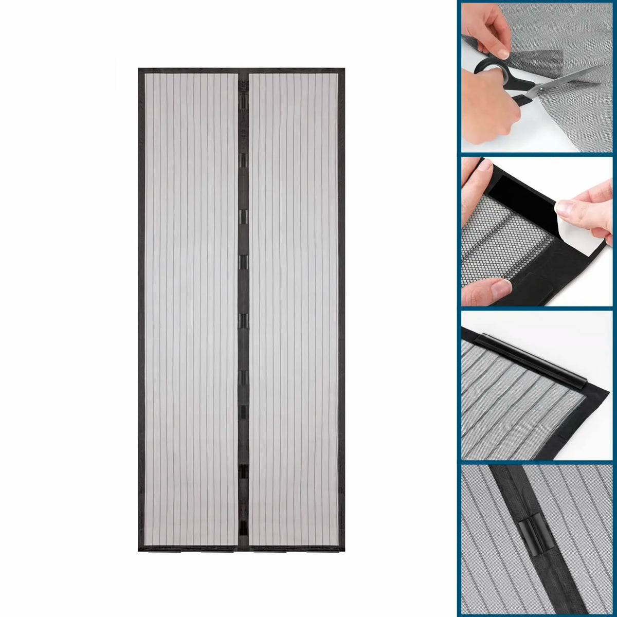 rideau porte adhésif velcro anti moustiques maille dense protection silencieuse moderne opacité
