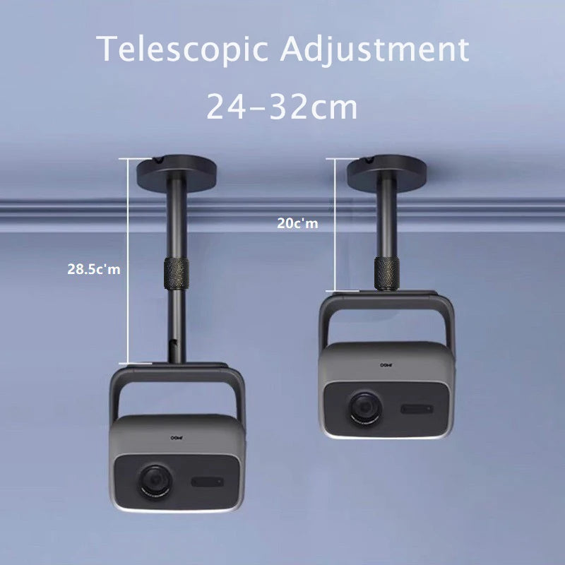 support rétractable projecteur gris noir métal moderne télescopage 24 32cm fixe plaque ronde
