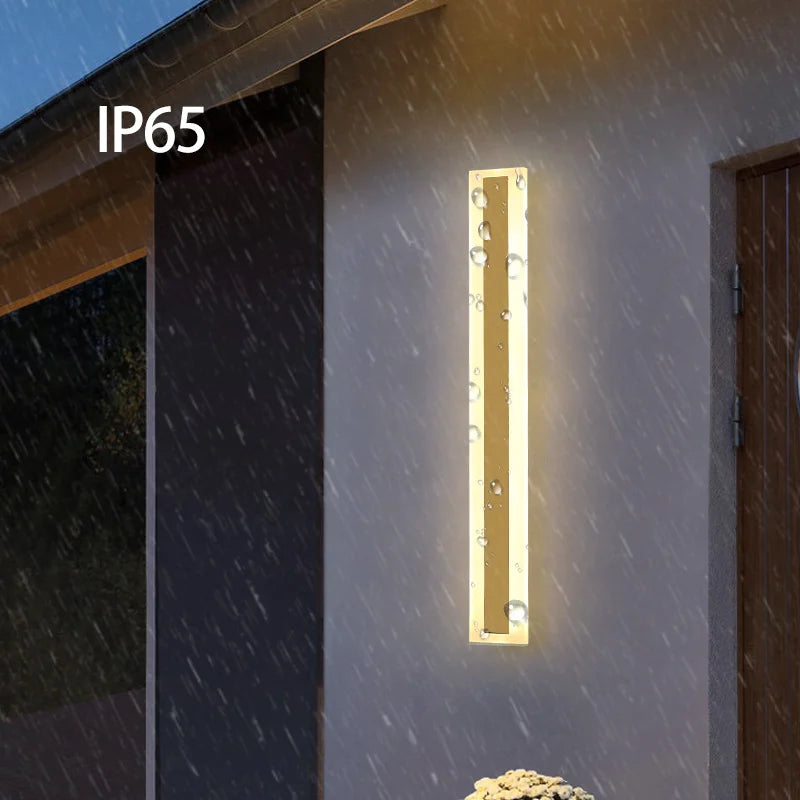 lampe murale led or contemporaine ip65 waterproof extérieure entrée maison longue applique murale aluminium