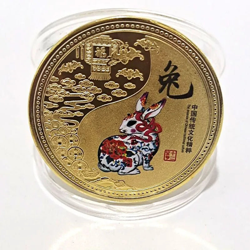 médailles zodiaque chinois animaux symboles yin yang decoration florale or rouge noire bleu verte