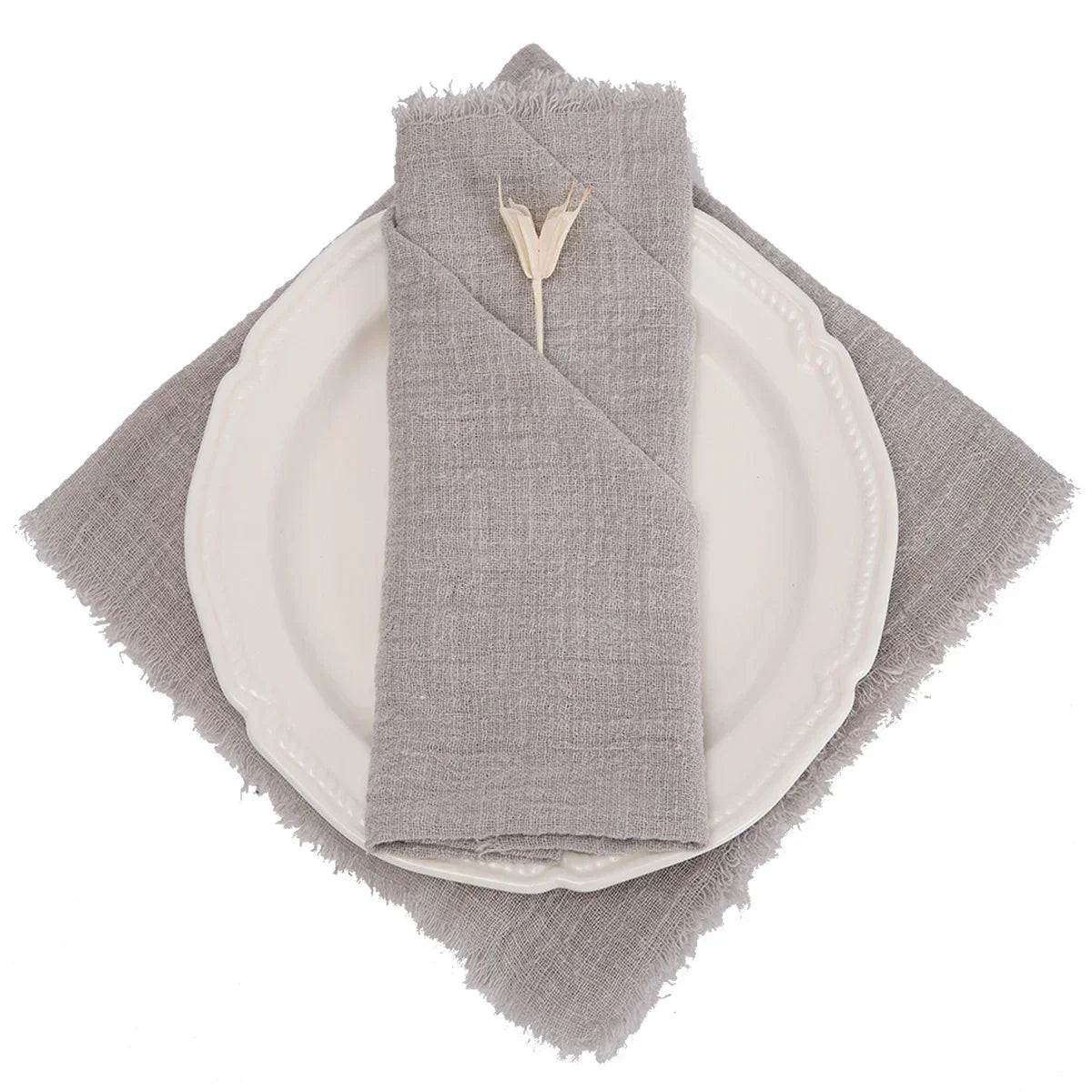 lot serviettes table coton rose franges ruban décorations mariage fête table rustique moderne
