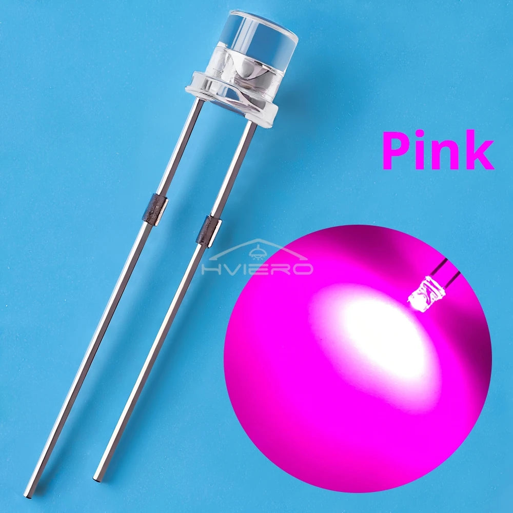 diodes led 3v transparentes bleues vertes rouges chaudes jaunes blanches roses violettes oranges plat
