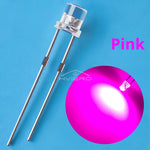 diodes led 3v transparentes bleues vertes rouges chaudes jaunes blanches roses violettes oranges plat