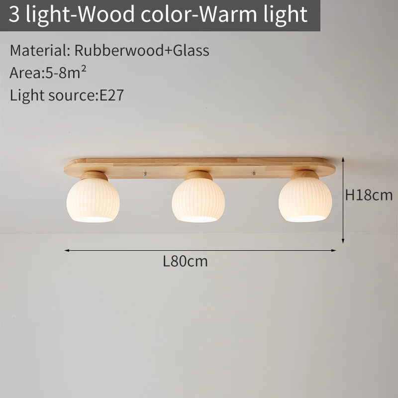 plafonniers modernes trois ampoules led bois naturel lumière blanche minimaliste