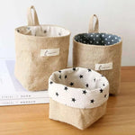 sac main moderne étoiles rayures jute beige gris rustique anneaux logo étiquette poignée