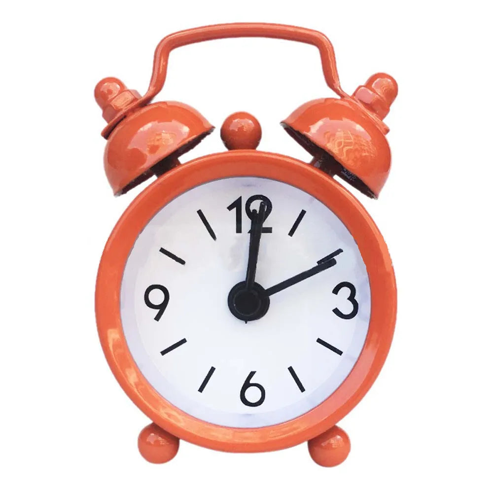 réveil horloge circulaire classique mécanique aiguilles rouge bleu rose Jaune métal durable chambre