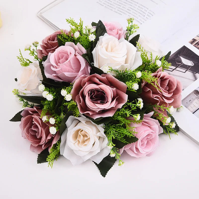 bouquet artificiel rose pâle blanc élégant intérieur mariage anniversaire baby shower