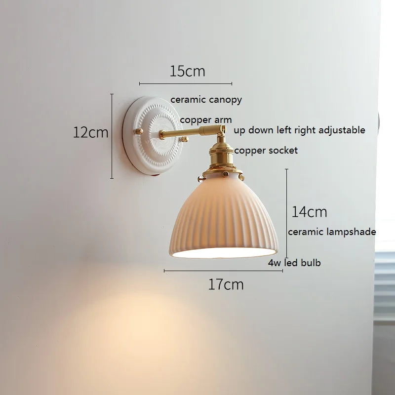 lampe murale classique blanc doré céramique métal ampoule led 220v vintage contemporaine
