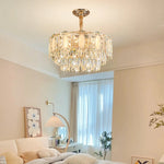 lustre doré cristal pendeloques classique moderne encastrée led 2000lm