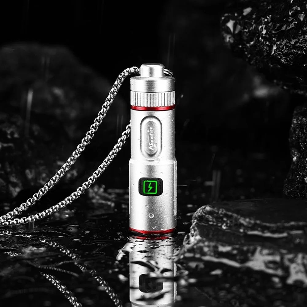 lampe torche rechargeable led noire argent verte compacte éclairage urgence camping voyage porte clés