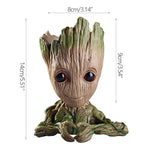 cache pot créatif marron vert texture bois personnage groot fleur intérieur décoration maison artisanat