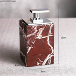 ensemble accessoires salle bain marbre violet plateau distributeur savon pot pinceau diffuseur huiles