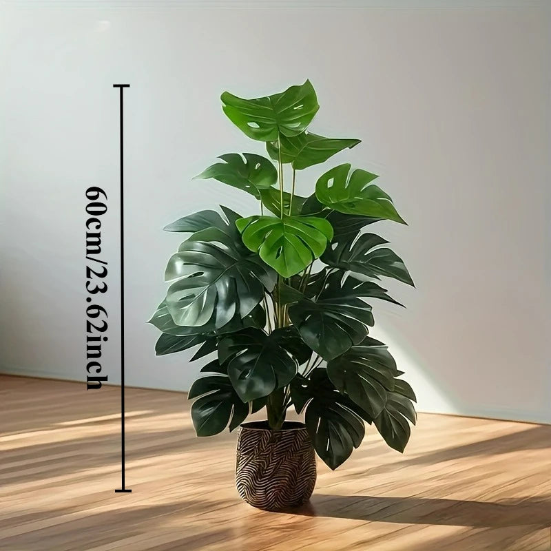 décoration intérieure plante artificielle monstera feuilles vertes moderne tropical sans pot