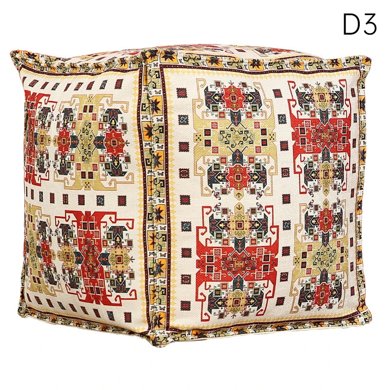 coussin sol orange bleu ethnique motifs floraux traditionnels carreaux coton polyester