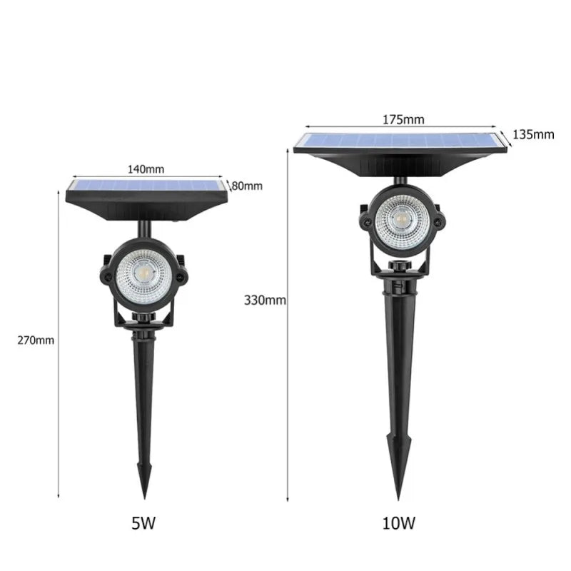 projecteur solaire led 5w 10w ip65 étanche réglable jardin extérieur noir moderne autonomie