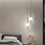 suspension lumineuse moderne sphères translucides blanc doré chambre salon minimaliste