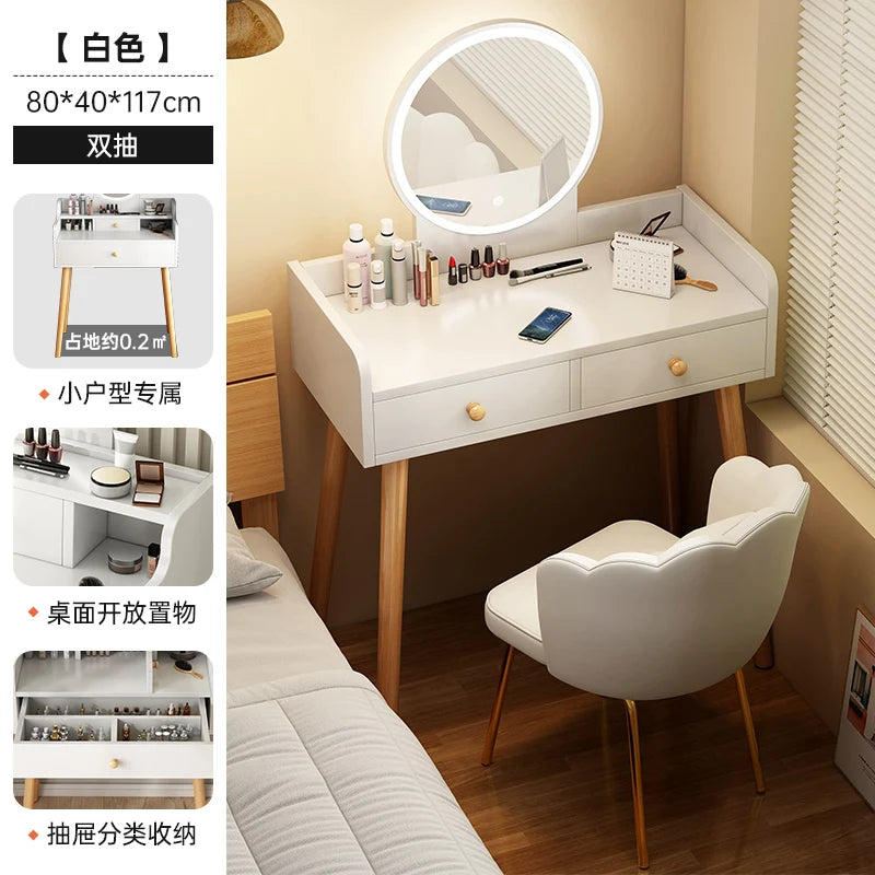 maquillage blanc moderne tiroirs chaise miroir lampe cosmétiques