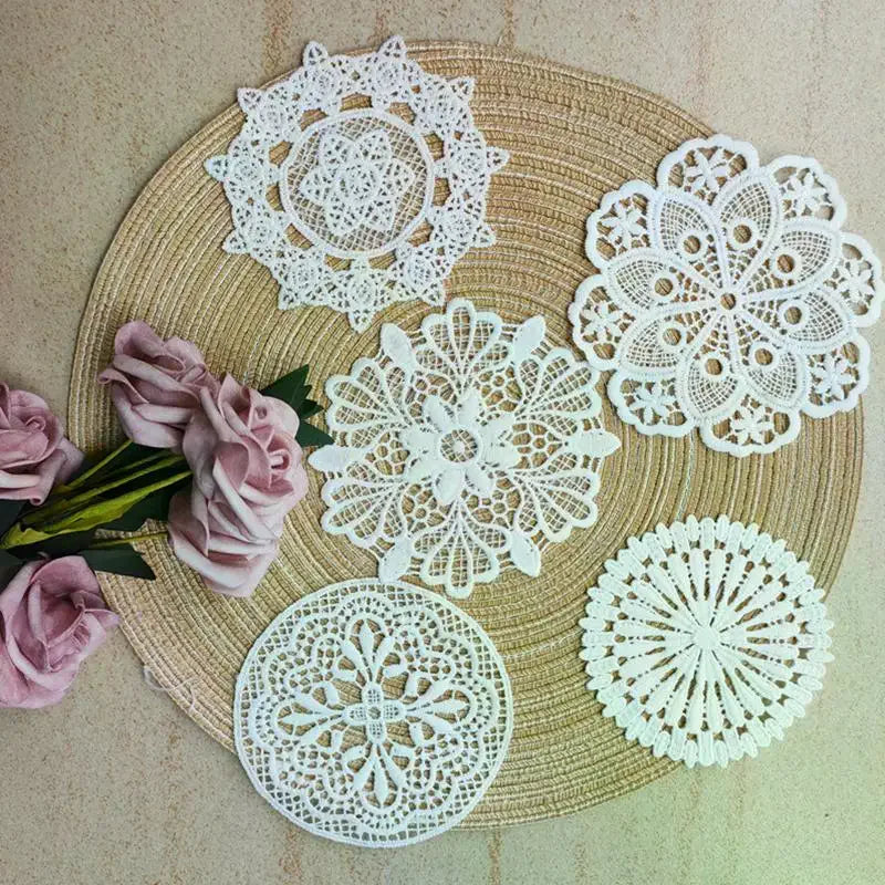 dentelle blanche motifs floraux brodés couture mariage bricolage traditionnelle unisexe polyester