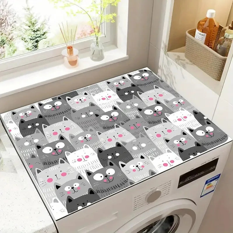 tapis séchage moderne chatons mignons gris noir blanc anti dérapant