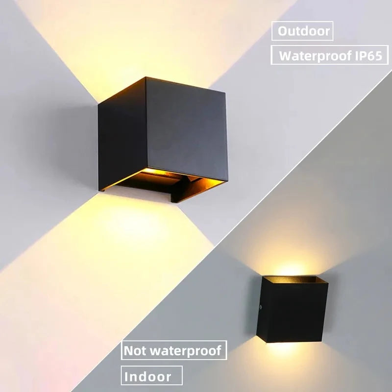 lampe murale led cube noir blanche contemporaine réglable surface chambre salle manger