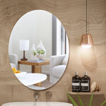 miroir ovale moderne sans cadre 40x60cm portable salle bain blanc argenté