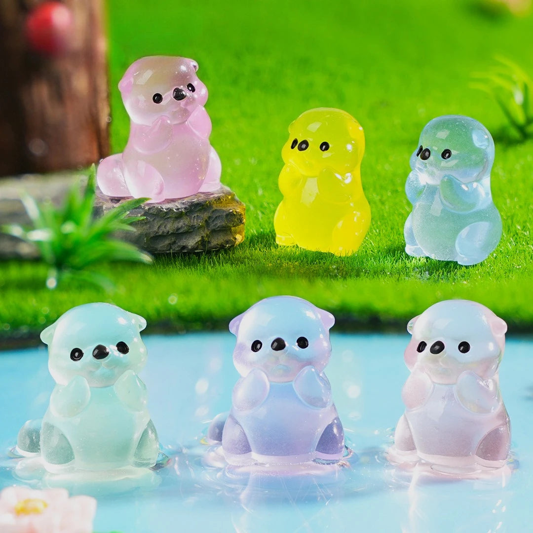 décoration maison kawaii figurines animaux résine transparentes rose jaune verte pastorales 14+