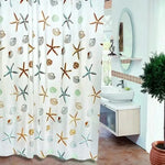 rideau douche moderne géométrique étoiles mer coquillages motifs colorés opaques légèrement transparents