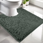 tapis salle bain moderne deux textures gris vert antidérapant bouclé rayures minimaliste