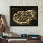 Poster vaisseau spatial illustration détail technologie cadre noir poster appartement rétronostalgique