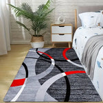 tapis moderne abstrait gris noir blanc anti dérapant facile nettoyer salon chambre rectangle geométrique