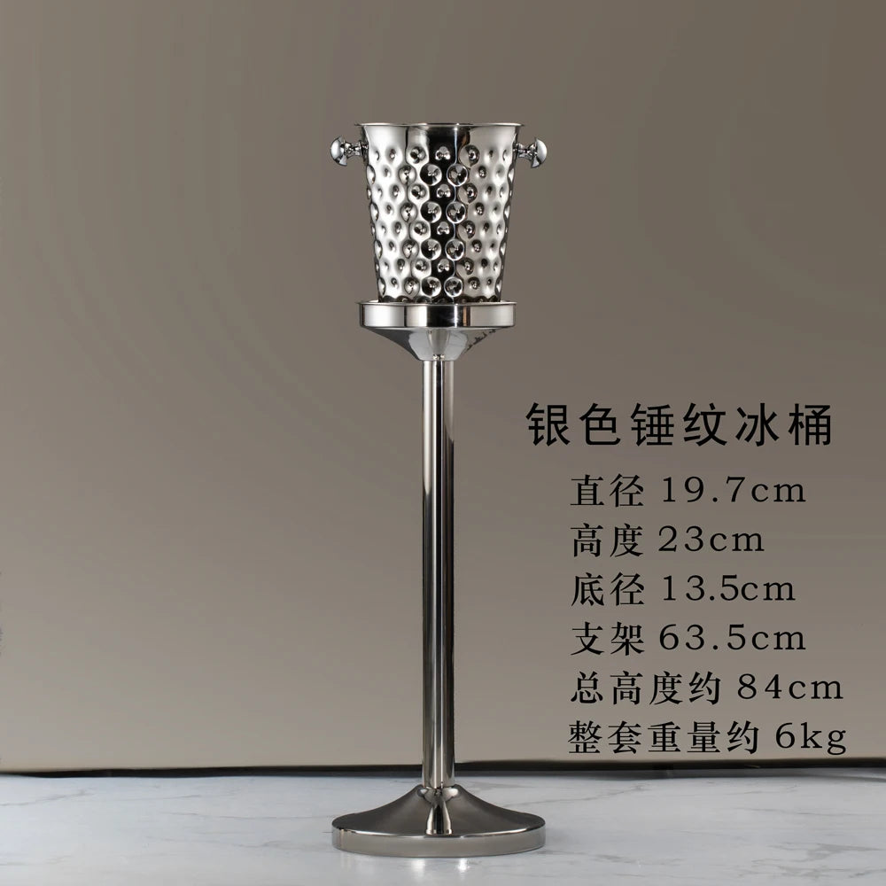 seau glace martelé support trépied métal argent doré vin champagne bar