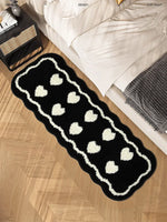 tapis sol moderne motif coeur noir blanc doux antidérapant chambre salon décoration maison