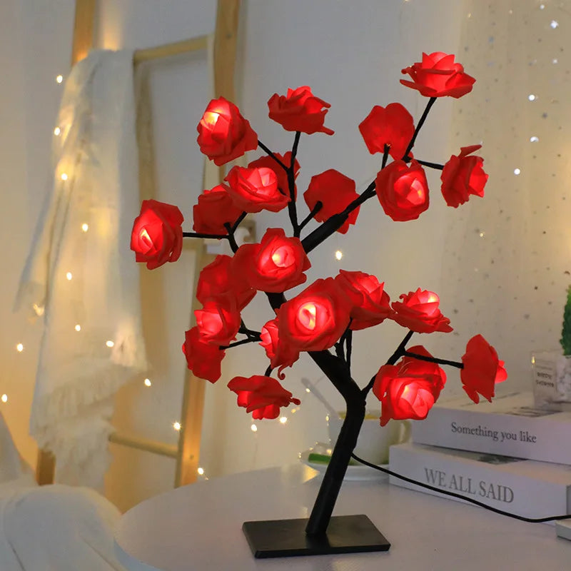 veilleuse arbre fleurs lumineuses rose contemporaine minimaliste chambre vacances decoration